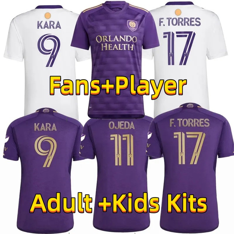 MLS 2023 2024オーランドシティサッカージャージ23 24 Kara Pereyra Ojeda F.Torres Men Football Shirtユニフォームトップファンプレーヤーバージョン