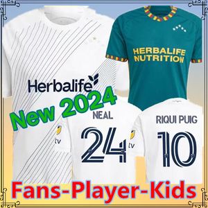 MLs 2024 2025 LA GaLAxy voetbalshirt Kids Kit Man Major League Los Angeles 24-25 voetbalshirt Primary Home Wit Angeleno Away Green BRUGMAN RIQUI PUIG JOVELJIC NEAL