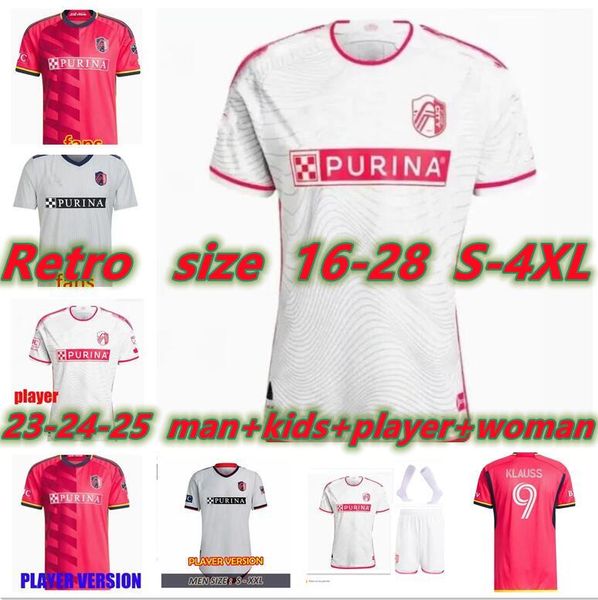 MLS 2024 2025 St. Louis City Maillots de football BLOM 24 25 NOUVEAU St Louis''RED' SC NILSSON 4 KLAUSS 36 NELSON GIOACCHINI VASSILEV BELL PIDRO FOOTBALL LOWEN MEL SON CHEMISE fan hommes