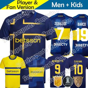 2024 Boca Juniors Soccer Jerseys 3rd Kids Kit Varela Zeballos Villa Kit complet 23 24 25 CABJ CAMISA DE FUTEBOL FOOTBALL Shirt Away White Third Yellow Maradona Roman