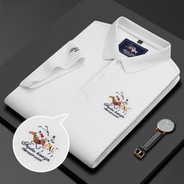 MLSHP Summer Cotton Mens Polo Shirts Hoge kwaliteit Kort Mouw Solid Color Embroidery Business Casual Male T -shirts Man Tees 240423