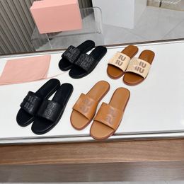 MM Luxury Sandales tisser la plate-forme de sandale pantoufle Raffias Slippers Designer Womans Mens Summer Talon plat talon décontracté flipples à l'extérieur Piscine Sliders Beach Shoe Size35-43