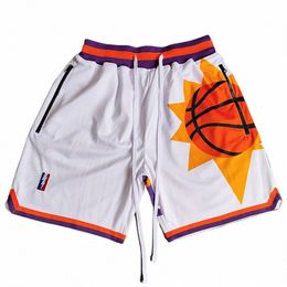 mm MASMIG White Sun Short de basket-ball imprimé avec poches zippées Devin Booker Street Style Pantalon de sport w2xC #
