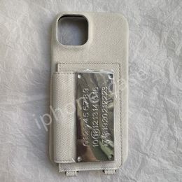 Étui de téléphone de concepteur en cuir supérieur MM6 pour iPhone 15 Cas Pro Max 14 13 12 Fashion Famme Brand Back Cover Luxury Mobile Shell Carte Solder Pocket Boîte à l'intérieur Pocket