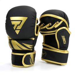 Guantes de boxeo de lucha MMA, Sanda engrosada de medio dedo, lucha libre, guantes de entrenamiento de artes marciales mixtas, equipo de entrenamiento de boxeo 240119