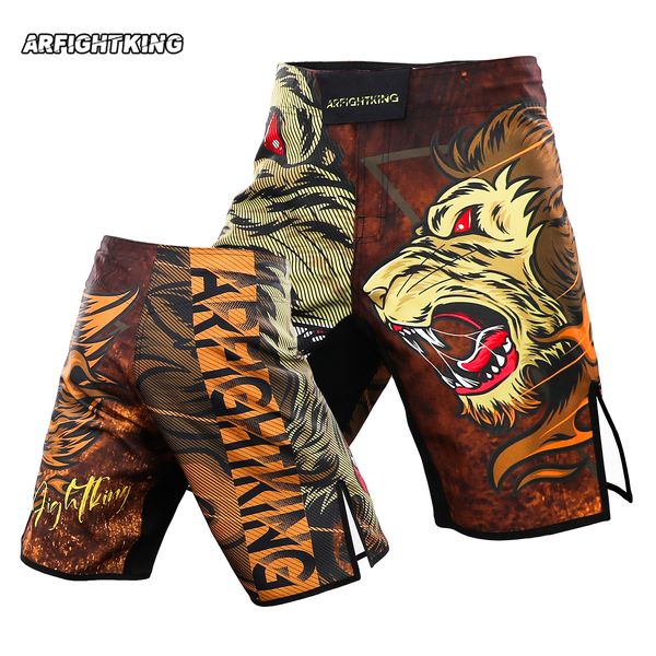 MMA Fire Lion Pantalones cortos para hombre Lucha Competición Entrenamiento Jujutsu Gimnasio Pantalones cortos para correr MMA Muay Thai Pantalones cortos de lucha de secado rápido Verano
