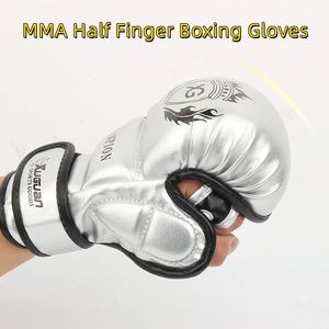 MMA Half Finger Boxing Gants PU épaissis de sanda Sanda Fighting Karate Sports Training Gants Muay Thai Boxing Training Accessoires 240428
