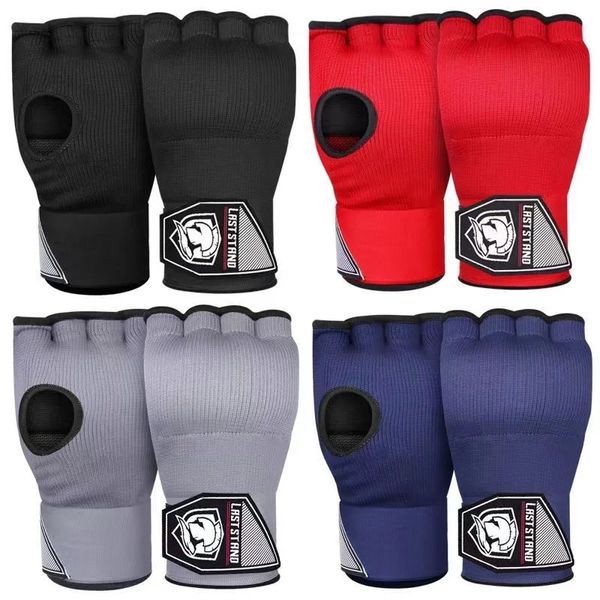 Gants de boxe MMA demi-doigt éponge épaissie Sanda entraînement gants intérieurs avec longue dragonne accessoires de boxe 240112