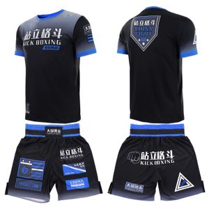 MMA Muay Thai Vechten Kinderset Korte mouwen Fitness Bokscoach Boksshorts Training Club Sport Kleurverloopset