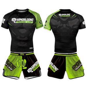 MMA Shorts Boxing Training Camp Competition Fitness Sports Top Short Sleved Judo T-Shirt Set Training Muay Thai Customization