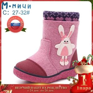 MMnun Botas para niñas Felt Wool Kids con conejo Zapatos de invierno Talla 23-32 ML9440 211227