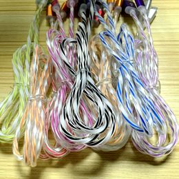 1M 3ft Rainbow Crystal TPE OD4.0 Aluminium Metalen Adapter Micro USB Oplaadkabel Gegevenssynchronisatie voor Telefoon Pad 100pcs / lot