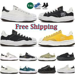 Envío gratis mmy maison mihara yasuhiro zapatos clásicos femeninos entrenadores para hombres mujeres og lienzo bajo zapatillas blancas blancas verdes deportes al aire libre