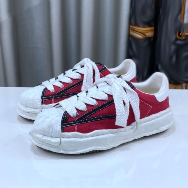 MMY Maison Mihara Yasuhiro Zapatos Diseñadores clásicos Zapatillas de deporte casuales Entrenador de lona Plataforma de masaje con cordones Zapato con forma de zapato Punta en forma de lujo para hombre Zapatilla de deporte para mujer 91