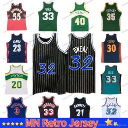 MN throwback Baskeball Jerseys Muombo Hill Shaq Oneal Duran Carer Kemp Perovic Johnson James Ewing Curry Erving 33 Larry Bird Green Mens Rero Shir Fan