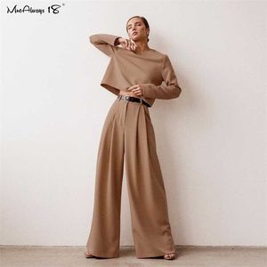 Mnealways18, pantalones anchos clásicos, hasta el suelo, plisados, sueltos, para mujer, pantalones de pierna ancha de primavera, pantalones Palazzo Vintage para mujer, 211112