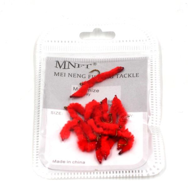 Mnft 10pcs San Juan Worms Ninfos Rojos moscas Fly Flies Fishing Fishing señuelos con ganchos de cigüeñal #10