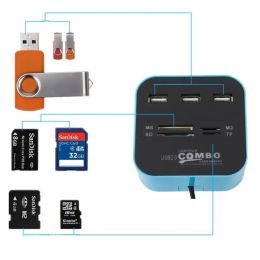 Mnnwuu USB Hub Combo All in One USB 2.0 Micro SD High Speed ​​Card Reader 3 Ports Adapter Connector voor tablet pc -computer laptop