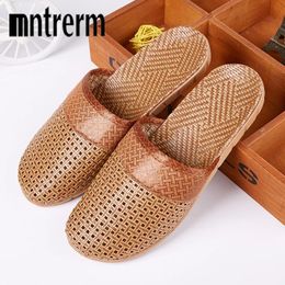 Mntrerm été naturel natural bambou rattan canne herbe tisgers chaussures vigne hommes couples non glissants décontractés 240420