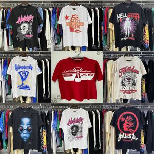 Mnv9 Hommes T-shirts Hellstar Chemise Designer Tshirt Tee Femmes Vêtements Graphiques Vêtements Hipster Lavé Tissu Street Graffiti Letteri