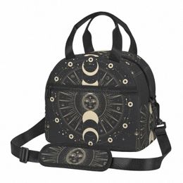 mo Star Mystic Sun Astrologie Tarot Goth Geïsoleerde lunchtas Thermische lunchbox Koeltas voor volwassenen Kinderen werken School Picknick x4EN #