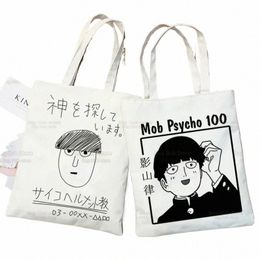 Mob Psycho 100 One Anime Manga Funny Shop Bag Grafische Shigeo Kageyama Tote Harajuku Women Canvas schoudertas Ulzzang C1RU#