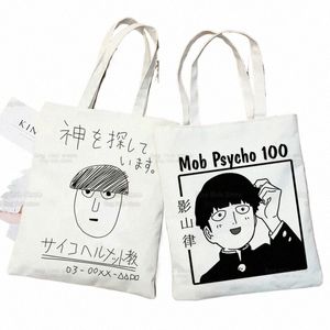 Mob Psycho 100 One Anime Manga Funny Shop Sac Graphique Shigeo Kageyama Fourre-tout Harajuku Femmes Toile Sac à bandoulière Ulzzang C6Et #