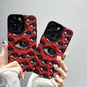 Mobiele telefoon hoesjes Achterkant Scary Red Eye-patroon Zacht TPU Siliconen hoesje voor iPhone 15 14 12 11 13 Pro Max 14 Plus X XS Max XR
