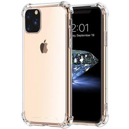 Mobiele telefoon kaassing Case Skin voor iPhone 14 Pro Max 13 Mini 12 11 XS XR X 8 7 Plus SE Air Cushion Corner Transparant Clear Shockproof Soft TPU Silicone Rubber Cover door