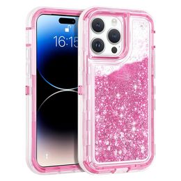 Étuis de téléphone portable pour iPhone 13 12 11 Pro 8 7 Plus XR XS Max Bling Glitter Floating Quicksand Heavy Duty Housse antichoc