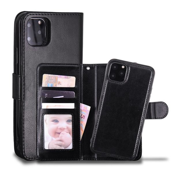 Funda de teléfono Funda tipo billetera de cuero Fundas desmontables magnéticas 2 en 1 para iPhone 11 Pro xs Max 7 8 Samsung Note10 S10 Plus