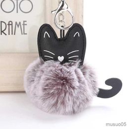 Chaîne de téléphone portable mignon boule de fourrure porte-clés chat doux queue d'animal boule de cheveux voiture porte-clés dames sac de voiture accessoires porte-clés maman cadeau Llaveros R231031