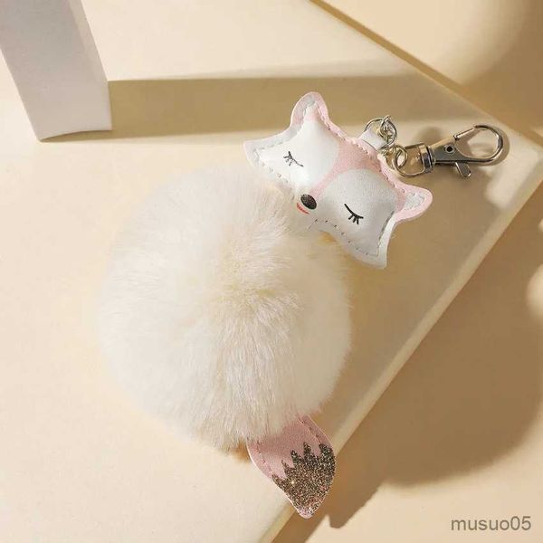 Chaîne de téléphone portable Nouveau Creative Mignon Peau Imitation Lapin Cheveux Porte-clés Boule De Poils Pendentif Sac De Mode Suspendus Ornements R231031