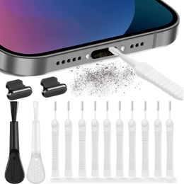 Puerto de carga de teléfono móvil, tapón antipolvo para iPhone 15, 14, 13 Pro Max, Kit de limpieza de puerto, herramienta limpiadora de teclado de ordenador, cepillo limpiador