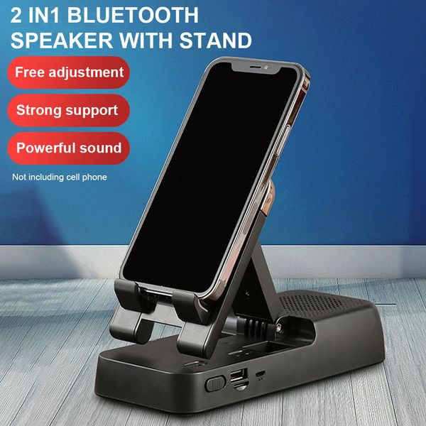 Support de téléphone portable Haut-parleur Bluetooth Angle réglable Son stéréo sans fil Portable Support de bureau universel pour tablette antidérapant avec boîte de vente au détail