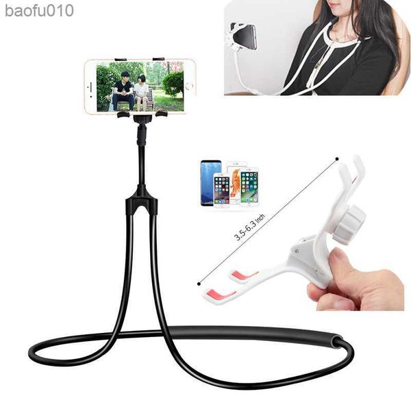 Soporte para teléfono móvil Cuello colgante Lazy Accesorios de montaje para teléfono móvil Soporte ajustable para teléfonos de 360 grados Soporte para iPhone L230619