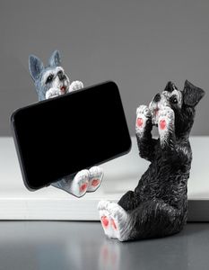 Mobiele telefoonhouder Schnauzer Animal Figurines Desk Accessoires Tabel Decoratie Figurines voor interieur ornamenten voor thuisdecor 21386907