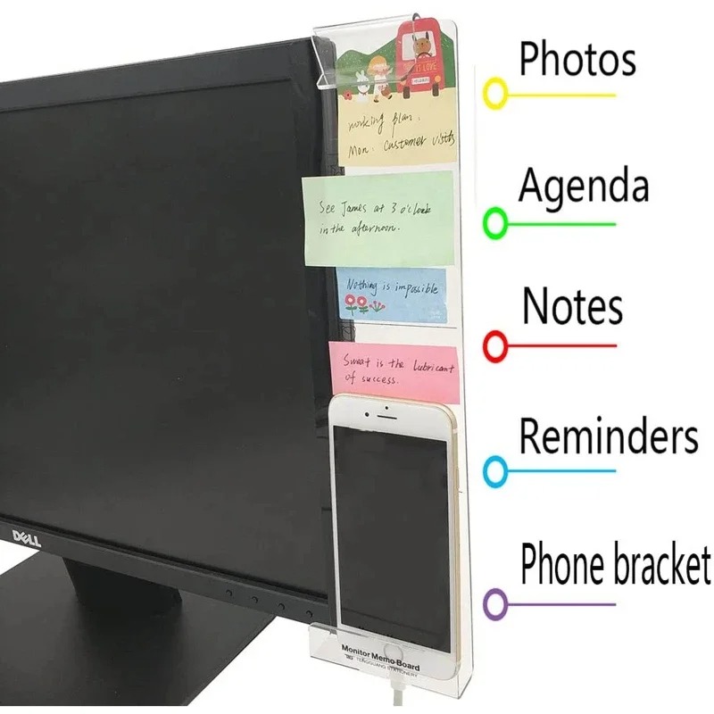 Mobiltelefoninnehavare Monitor Message Memo Board Sticky Notes Tab Screen Computer Monitors Side Panel Planner Phone Stands
