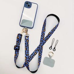 Mobiele telefoon lanyard print rug hangende nek ketting crossbody luipaard verstelbare schouderbrede hangerse anti-kosten slinger met clip