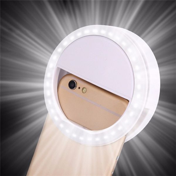 Clip de lumière de téléphone portable Selfie LED Flash automatique pour téléphone portable Smartphone rond Portable Selfie lampe de poche miroir de maquillage GGE2119