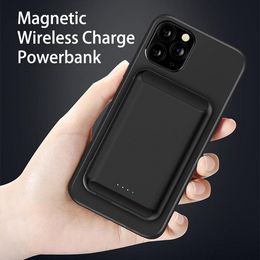 Mobiele telefoon magnetische inductie opladen Power Bank 5000 mah voor iPhone 12 Magsafe QI draadloze oplader Powerbank Type-C oplaadbare draagbare batterij