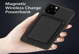 Mobiele telefoon magnetische inductie opladen Power Bank 5000mAh voor iPhone 12 Magsafe QI draadloze oplader Powerbank TypeC Rechargeabl2305247