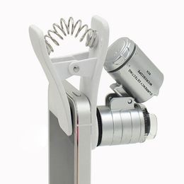 Mobiele telefoon Microscope Magnifier 60x Optische Zoom Telescope Camera Universele Clip LED voor iPhone 6 5S 4S Samsung Lens