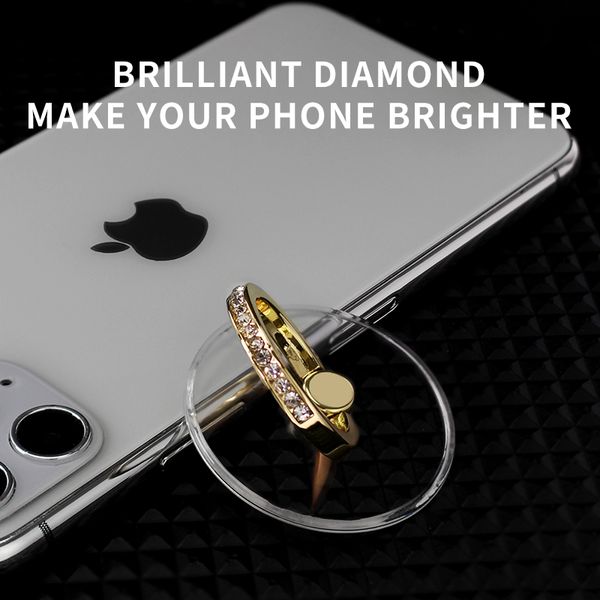 Soporte de anillo de teléfonos móviles Teléfono transparente Soporte celular Diamond Clear 360 grados Accesorios para teléfonos inteligentes