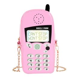 Sac à bandoulière en chaîne en forme de téléphone portable, sacs à main et sacs à main réfléchissants pour filles, nouveauté d'embrayage de styliste 240301