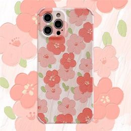 Coque de téléphone portable avec peinture à l'huile rose, fleur IP 12mini/11pro, adaptée au 8plus/se2 Huawei P40Pro, housse de protection