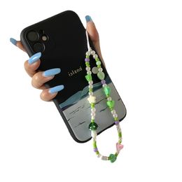 Sangle de téléphone mobile, perles chaîne de bijoux Beaed pour téléphone portable Couleur d'épissage décoration à main Corde suspendue