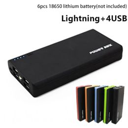 Mobile Power Bank Shell met LED -zaklamp 4 USB -poorten 5V 2A Power Bank Charger Case Diy Kits aangedreven door 6x 18650 batterijen