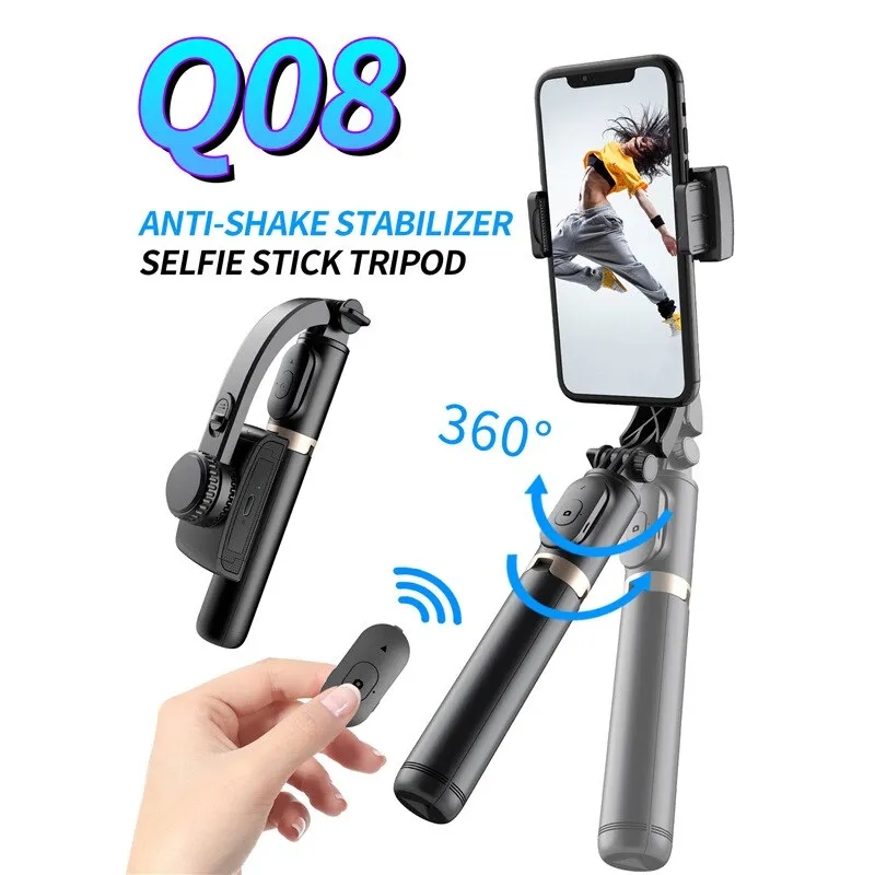 Vídeo móvel anti vibração vlog estabilizador uniaxial ao vivo bluetooth selfie vara tripé suporte de tiro horizontal e vertical