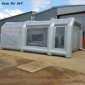 Station de travail mobile cabine de pulvérisation gonflable salle de peinture de garage tente extérieure gonflée d'atelier de peinture avec porte à glissière amovible pour la location